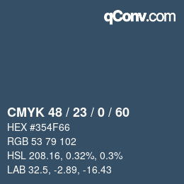 Color code: CMYK 48 / 23 / 0 / 60 | qconv.com