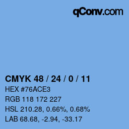 Color code: CMYK 48 / 24 / 0 / 11 | qconv.com