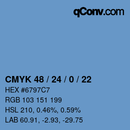 Color code: CMYK 48 / 24 / 0 / 22 | qconv.com