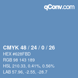 Color code: CMYK 48 / 24 / 0 / 26 | qconv.com
