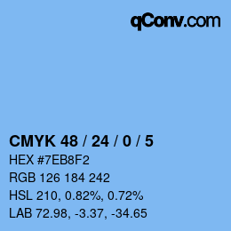 Color code: CMYK 48 / 24 / 0 / 5 | qconv.com