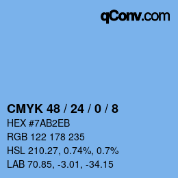カラーコード: CMYK 48 / 24 / 0 / 8 | qconv.com