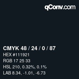 カラーコード: CMYK 48 / 24 / 0 / 87 | qconv.com