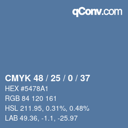 Color code: CMYK 48 / 25 / 0 / 37 | qconv.com