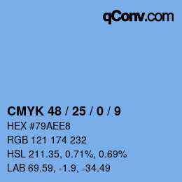 颜色代码: CMYK 48 / 25 / 0 / 9 | qconv.com