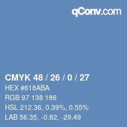 Farbcode: CMYK 48 / 26 / 0 / 27 | qconv.com