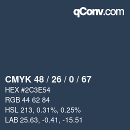 Farbcode: CMYK 48 / 26 / 0 / 67 | qconv.com