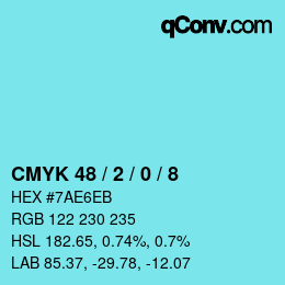 颜色代码: CMYK 48 / 2 / 0 / 8 | qconv.com