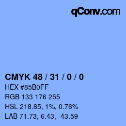 Color code: CMYK 48 / 31 / 0 / 0 | qconv.com