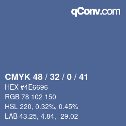 Color code: CMYK 48 / 32 / 0 / 41 | qconv.com