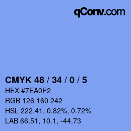 Color code: CMYK 48 / 34 / 0 / 5 | qconv.com