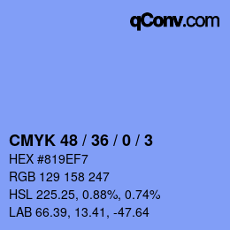 Código de color: CMYK 48 / 36 / 0 / 3 | qconv.com