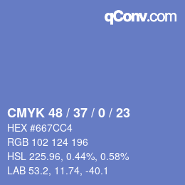 Código de color: CMYK 48 / 37 / 0 / 23 | qconv.com