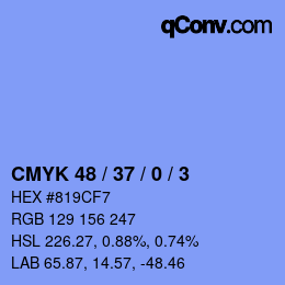 Color code: CMYK 48 / 37 / 0 / 3 | qconv.com
