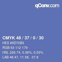Código de color: CMYK 48 / 37 / 0 / 30 | qconv.com