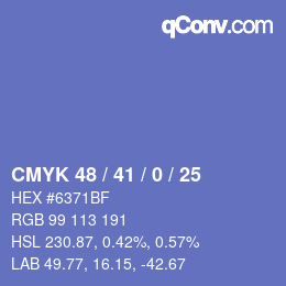 Color code: CMYK 48 / 41 / 0 / 25 | qconv.com