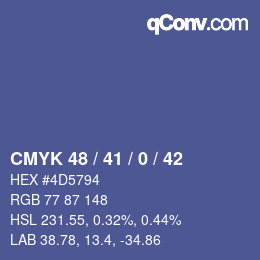 Color code: CMYK 48 / 41 / 0 / 42 | qconv.com