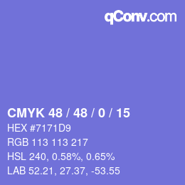 Color code: CMYK 48 / 48 / 0 / 15 | qconv.com