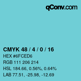 Color code: CMYK 48 / 4 / 0 / 16 | qconv.com
