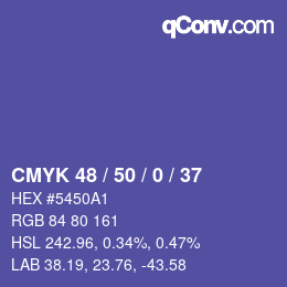 カラーコード: CMYK 48 / 50 / 0 / 37 | qconv.com