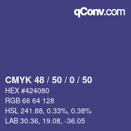 Código de color: CMYK 48 / 50 / 0 / 50 | qconv.com