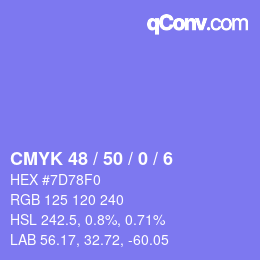 Color code: CMYK 48 / 50 / 0 / 6 | qconv.com