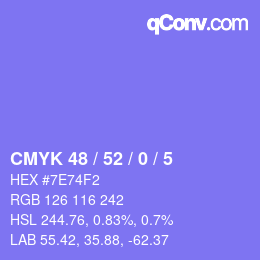 Color code: CMYK 48 / 52 / 0 / 5 | qconv.com