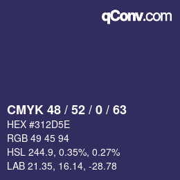 Color code: CMYK 48 / 52 / 0 / 63 | qconv.com