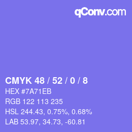 颜色代码: CMYK 48 / 52 / 0 / 8 | qconv.com