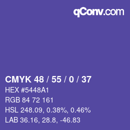 カラーコード: CMYK 48 / 55 / 0 / 37 | qconv.com