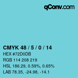 Color code: CMYK 48 / 5 / 0 / 14 | qconv.com