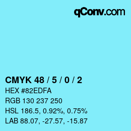 カラーコード: CMYK 48 / 5 / 0 / 2 | qconv.com