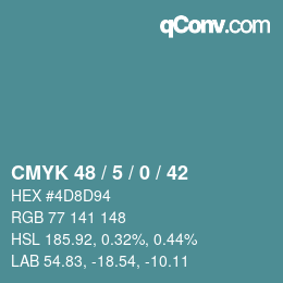 颜色代码: CMYK 48 / 5 / 0 / 42 | qconv.com