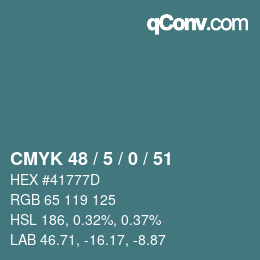 Farbcode: CMYK 48 / 5 / 0 / 51 | qconv.com