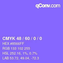 Color code: CMYK 48 / 60 / 0 / 0 | qconv.com