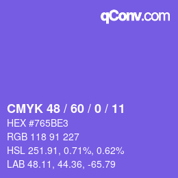 カラーコード: CMYK 48 / 60 / 0 / 11 | qconv.com