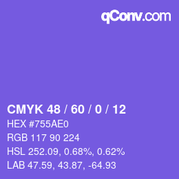 カラーコード: CMYK 48 / 60 / 0 / 12 | qconv.com