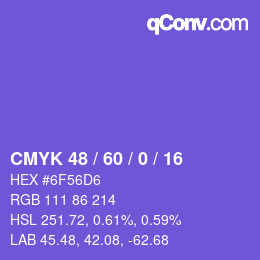 Color code: CMYK 48 / 60 / 0 / 16 | qconv.com