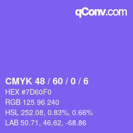 Color code: CMYK 48 / 60 / 0 / 6 | qconv.com