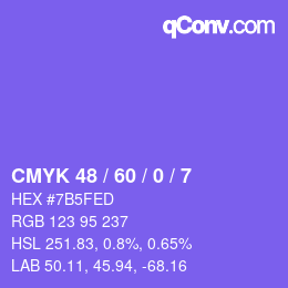 カラーコード: CMYK 48 / 60 / 0 / 7 | qconv.com