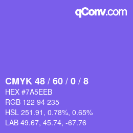 カラーコード: CMYK 48 / 60 / 0 / 8 | qconv.com