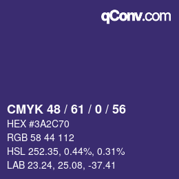 カラーコード: CMYK 48 / 61 / 0 / 56 | qconv.com