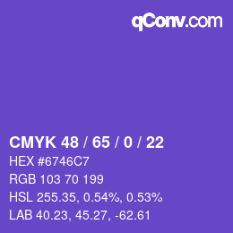 カラーコード: CMYK 48 / 65 / 0 / 22 | qconv.com