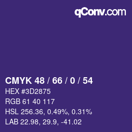 カラーコード: CMYK 48 / 66 / 0 / 54 | qconv.com