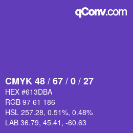 カラーコード: CMYK 48 / 67 / 0 / 27 | qconv.com