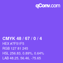 Color code: CMYK 48 / 67 / 0 / 4 | qconv.com