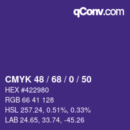 颜色代码: CMYK 48 / 68 / 0 / 50 | qconv.com