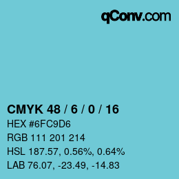 Código de color: CMYK 48 / 6 / 0 / 16 | qconv.com