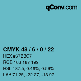 カラーコード: CMYK 48 / 6 / 0 / 22 | qconv.com