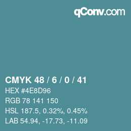 Color code: CMYK 48 / 6 / 0 / 41 | qconv.com